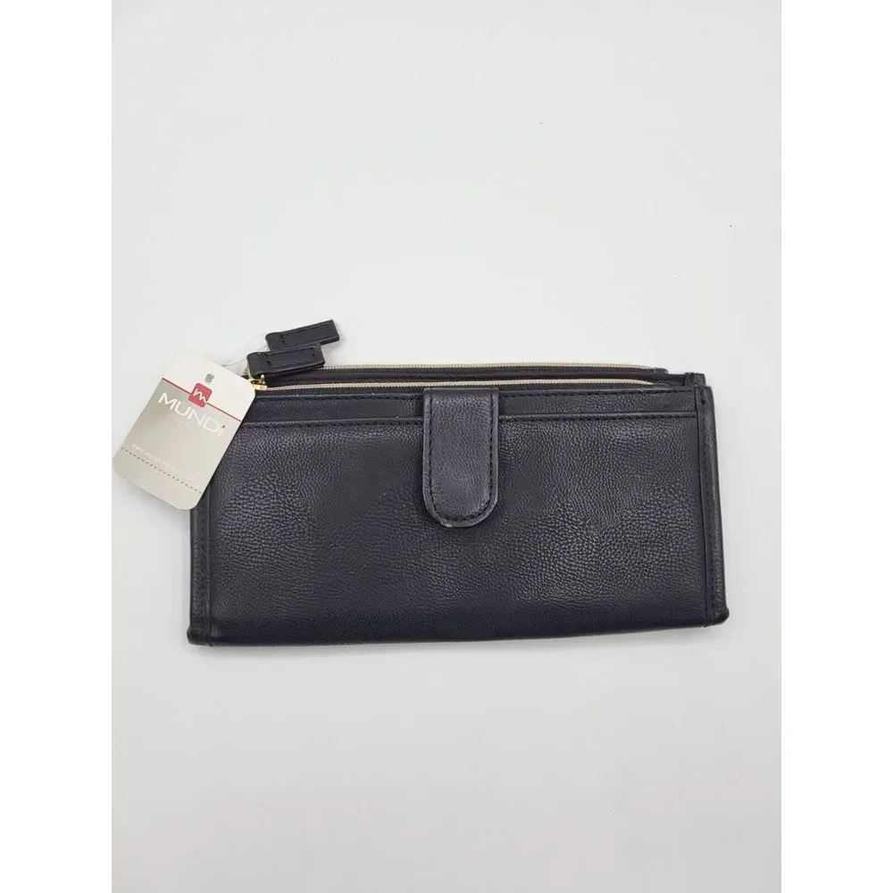 Mundi Cherry Clutch Folding Wallet‎ Black NEW